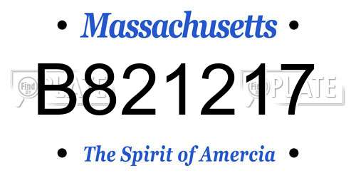 B821217 Massachusetts License Plate