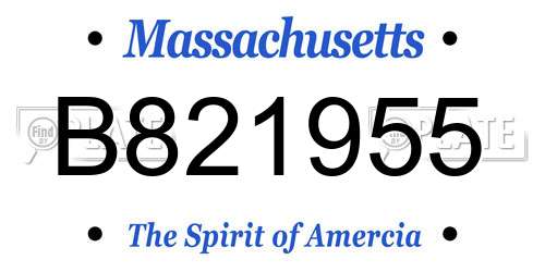 B821955 Massachusetts License Plate