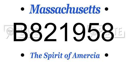 B821958 Massachusetts License Plate