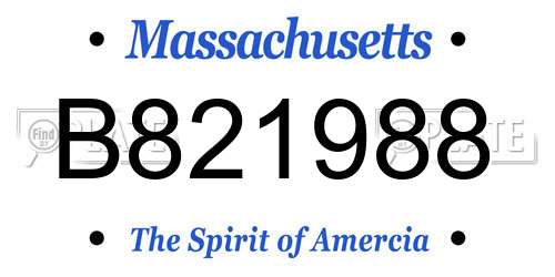 B821988 Massachusetts License Plate
