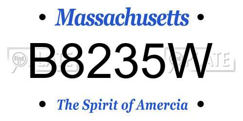 B8235W Massachusetts License Plate