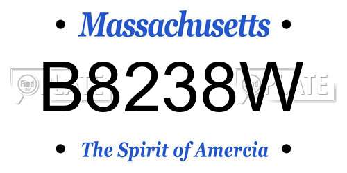 B8238W Massachusetts License Plate