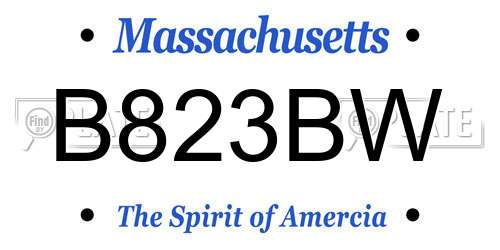 B823BW Massachusetts License Plate
