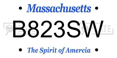 B823SW Massachusetts License Plate