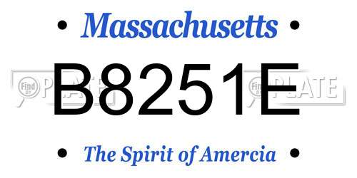 B8251E Massachusetts License Plate