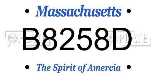 B8258D Massachusetts License Plate