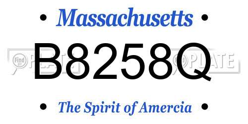 B8258Q Massachusetts License Plate