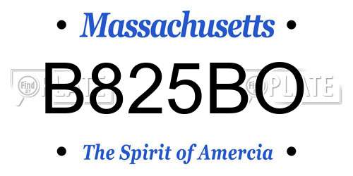 B825BO Massachusetts License Plate