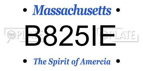 B825IE Massachusetts License Plate