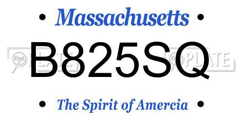B825SQ Massachusetts License Plate