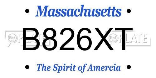 B826XT Massachusetts License Plate