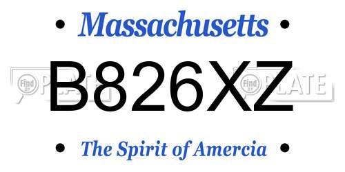 B826XZ Massachusetts License Plate