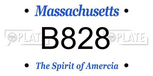 B828 Massachusetts License Plate