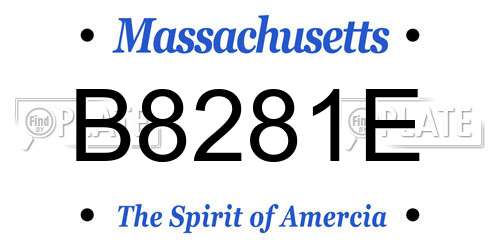 B8281E Massachusetts License Plate