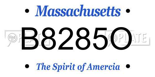 B8285O Massachusetts License Plate