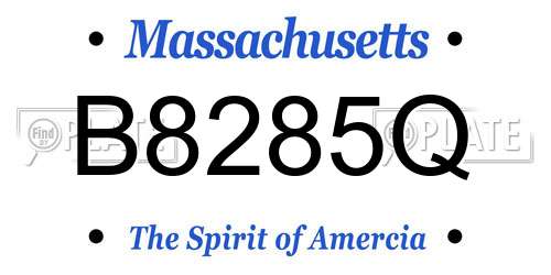 B8285Q Massachusetts License Plate