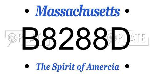 B8288D Massachusetts License Plate