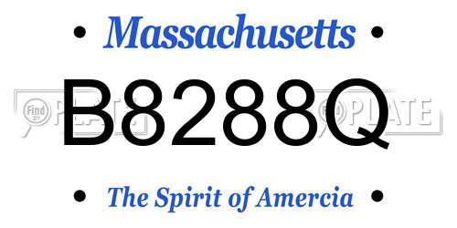 B8288Q Massachusetts License Plate