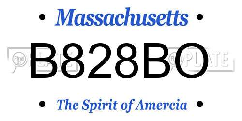 B828BO Massachusetts License Plate