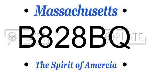 B828BQ Massachusetts License Plate