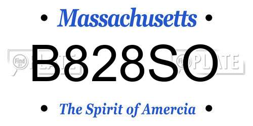 B828SO Massachusetts License Plate