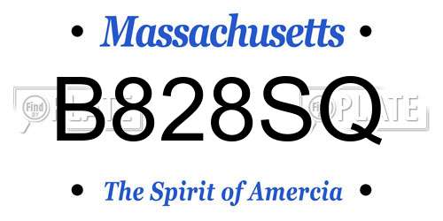 B828SQ Massachusetts License Plate