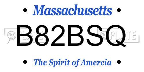 B82BSQ Massachusetts License Plate