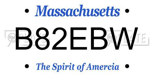 B82EBW Massachusetts License Plate