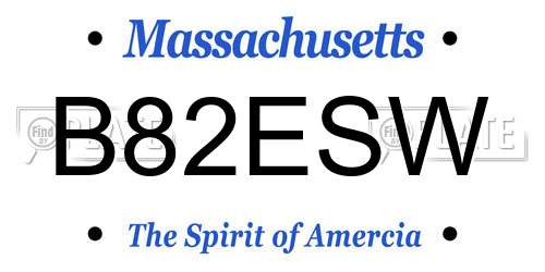 B82ESW Massachusetts License Plate