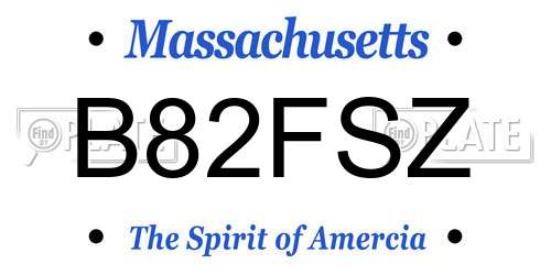 B82FSZ Massachusetts License Plate