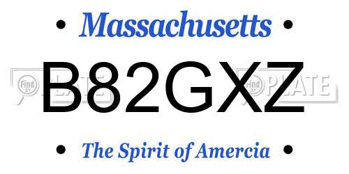 B82GXZ Massachusetts License Plate