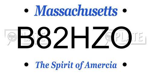 B82HZO Massachusetts License Plate