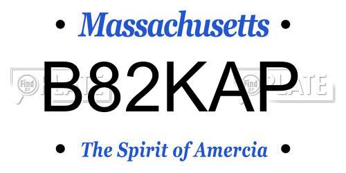 B82KAP Massachusetts License Plate