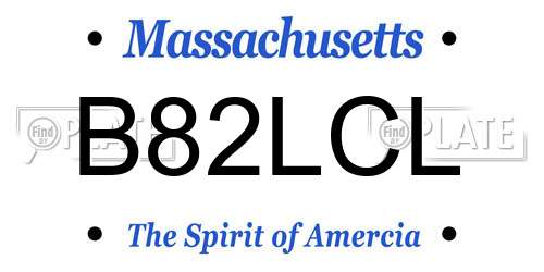B82LCL Massachusetts License Plate
