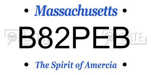 B82PEB Massachusetts License Plate