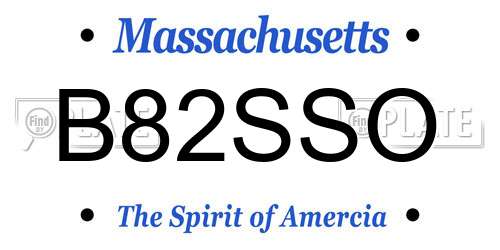 B82SSO Massachusetts License Plate