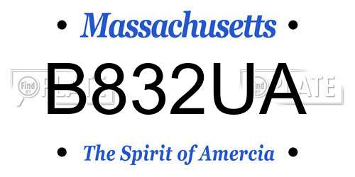 B832UA Massachusetts License Plate