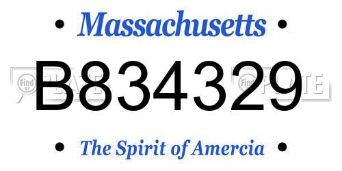B834329 Massachusetts License Plate