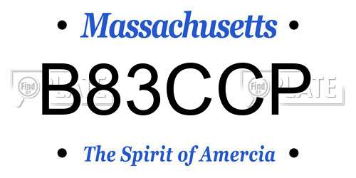 B83CCP Massachusetts License Plate