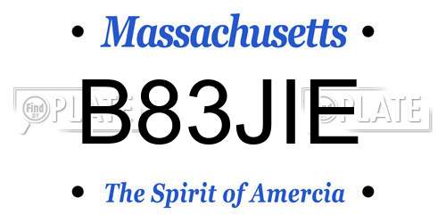 B83JIE Massachusetts License Plate