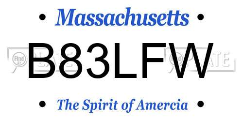B83LFW Massachusetts License Plate