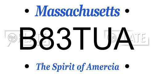 B83TUA Massachusetts License Plate