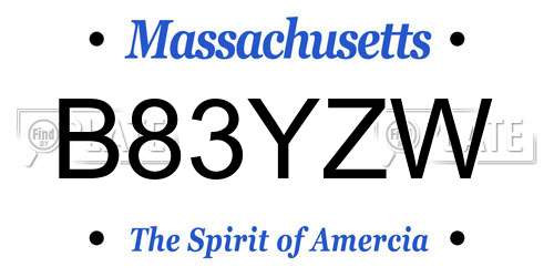 B83YZW Massachusetts License Plate
