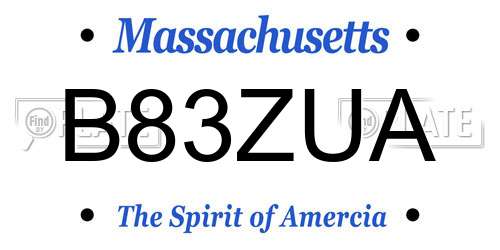 B83ZUA Massachusetts License Plate