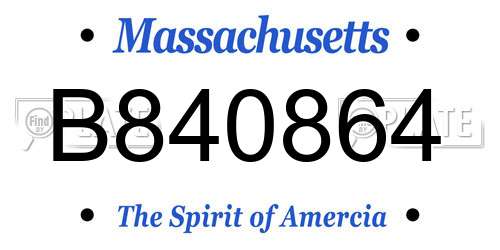 B840864 Massachusetts License Plate