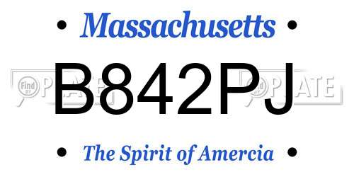 B842PJ Massachusetts License Plate