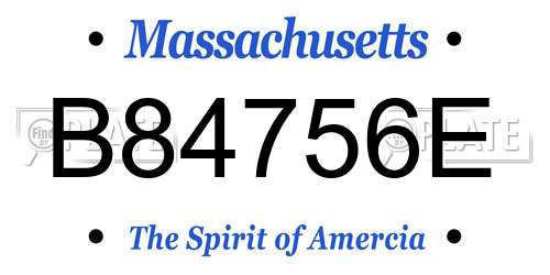 B84756E Massachusetts License Plate