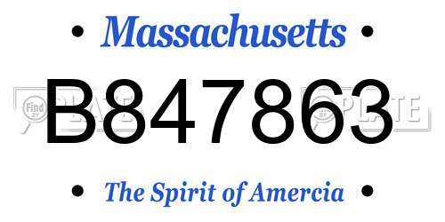 B847863 Massachusetts License Plate