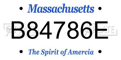 B84786E Massachusetts License Plate