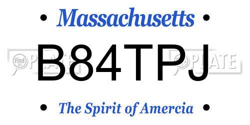 B84TPJ Massachusetts License Plate